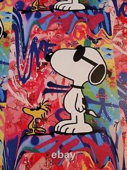 Mort NYC 19x13 Artiste de rue Pop signé Rare. Snoopy Woodstock Multi Couleur
