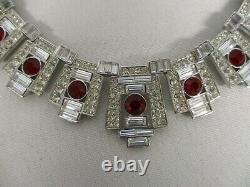 New Rare Art Deco Heirlooms Of Tomorrow Strass Ruby Crystal Collier Nos Nwt