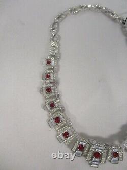 New Rare Art Deco Heirlooms Of Tomorrow Strass Ruby Crystal Collier Nos Nwt