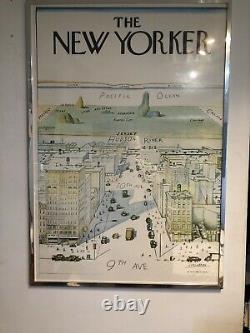 New Yorker Saul Steinberg 1976 Imprimé Original Avec Cadre Affiche Rare (40x28)