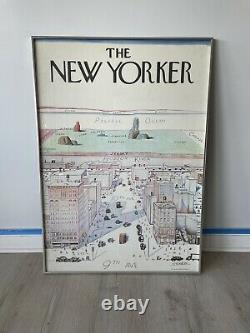 New Yorker Saul Steinberg 1976 Tirage Original Avec Cadre Rare Affiche De New York