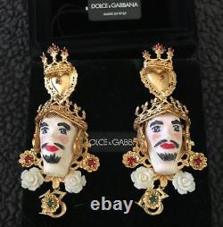Nib Dolce & Gabbana Runway Pupi Doll Clip On Earrings Sicilian Italy Très Rare