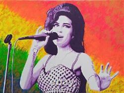 Nouveau Rare Gary Hogben Original La Reine De Camden Amy Winehouse En Acrylique Painting