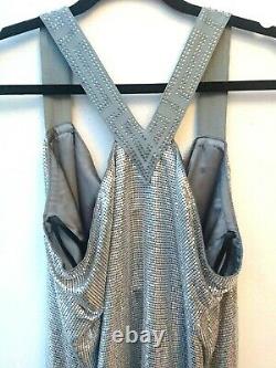 Nouveau Versace H&m Uk/14 Eu/42 Silver Chain Designer Slip Shift Dress