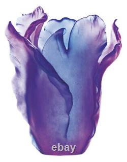 Nouveau vase tulipe en cristal Daum numéroté Ed Ultraviolet grand #03574-6, neuf dans sa boîte, livraison gratuite.