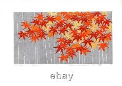 Nouvelle estampe sur bois de Hajime Namiki paysage d'automne Momiji-2, art rare du Japon.
