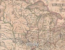 Original 1839 Antique Pre-civil War États-unis Amérique États-unis Rare Tanner Map