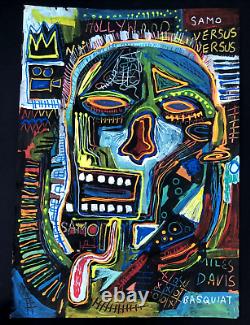 Peinture originale de Jean Michel Basquiat sur papier Street Art Graffiti signée Rare