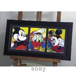 Peter Max Donald Duck Rare Art Print Hand Painted Mickey-Minnie Signed Mira COA <br/>	 	<br/>Translation in French: <br/>Peter Max Donald Duck Rare Art Print Hand Painted Mickey-Minnie Signé Mira COA