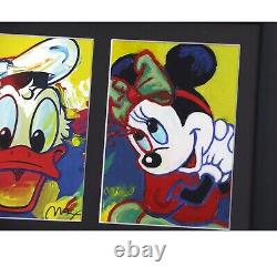 Peter Max Donald Duck Rare Art Print Hand Painted Mickey-Minnie Signed Mira COA  <br/> 
<br/>Translation in French:  
 <br/>  Peter Max Donald Duck Rare Art Print Hand Painted Mickey-Minnie Signé Mira COA