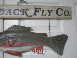 RARE Carl L Jensen New York Florida Artist Shore Bird Decoy Fish Coastal Sign<br/>
	<br/> RARE Carl L Jensen Nouveau York Floride Artiste Leur Oiseau Appât Poisson Côtier Panneau