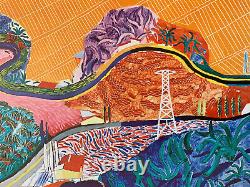 Rare 1980 David Hockney Gravure Sur Collotype Lacma Affiche Mulholland Drive