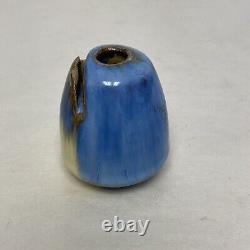 Rare C1910 Fulper Arts & Crafts Blue Glaze Place Titulaire De La Carte De Fixation Bud Vase Nj