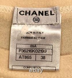 Rare Chanel 09a Ecru Cashmere Boutons Impériaux Top Shirt Pour Veste 38 Nouveau