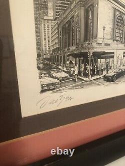 Rare! Delbart Duchein Signé Lithographie Grand Central Station Pan Am New York