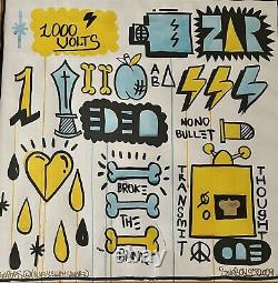 Rare Encadré Original Sur Papier Par Sickboy Logo Pops Signé + Dface Postcard 2009