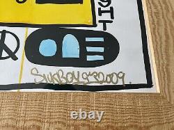 Rare Encadré Original Sur Papier Par Sickboy Logo Pops Signé + Dface Postcard 2009
