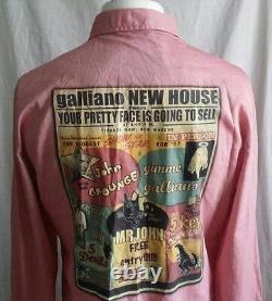 Rare GALLIANO NEW HOUSE Graphiques Chemise à manches longues pour hommes - Poitrine 38