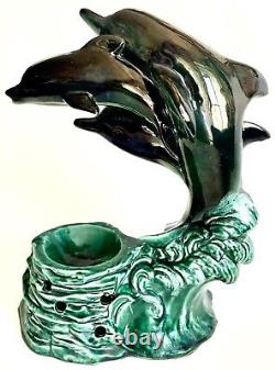 Rare Grand Possiblement Poole Pottery Dolphins Incense Burner (12/30cm, 1,4kg)