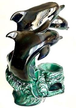 Rare Grand Possiblement Poole Pottery Dolphins Incense Burner (12/30cm, 1,4kg)