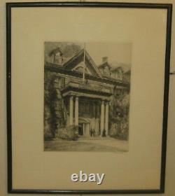 Rare Louis Orr'massachusetts Hall' Dartmouth College New Hampshire Etching