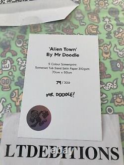 Rare Monnaie Mr Doodle Alien Town Limited Edition 79/300 Imprimer Banksy Kaws Calleja