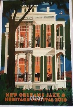 Rare New Orleans Jazz Fest Poster, 2016, Autographe Par Famille Marsalis