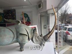 Rare Opportunité, Victor Mikhailhov, Bronze Massif, Sculpture Rhino, 1 Off, Art