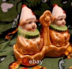 Rare Vintage Art Deco Circus Clown Salt & Pepper Shakers Allemagne années 1930