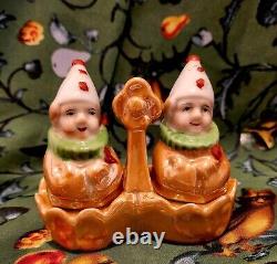 Rare Vintage Art Deco Circus Clown Salt & Pepper Shakers Allemagne années 1930