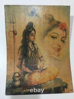Rare Vintage Vieux Papier D'art Imprimer Glossy God Shiva Hindu