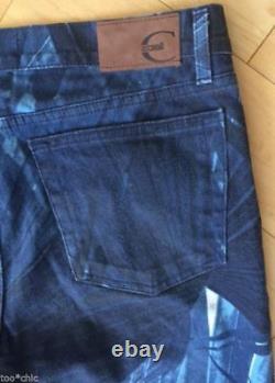 Roberto Cavalli Stretch Optic Art Palm Boot Cut Blue Jeans! Flare 33/47m Rare Des T.n.-o.