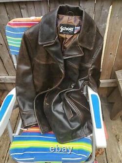 Schott Nyc Single Rare Vt Leather P-coat Newithtags Made In USA Grande Vente D’échantillons