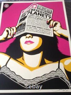 Shepard Fairey' Avertissement Global Warhol (pink)' Rare Edition Limitée Imprimer