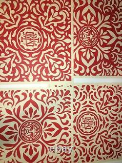 Shepard Fairey Tissu Japonais Patten Ensemble Rare Signé Numéroté Obey Impression Affiche