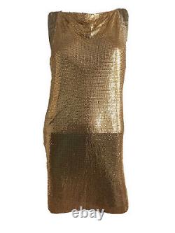 Versace H&m Rare Gold Chain Party Mini Slip Shift Robe Uk 8 Eu 34 Xs Bnwt
