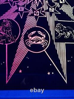 Vintage Nos Rare Étoile Zodiaque Velvet Blacklight Poster Début Des Années 1970 Astrologie